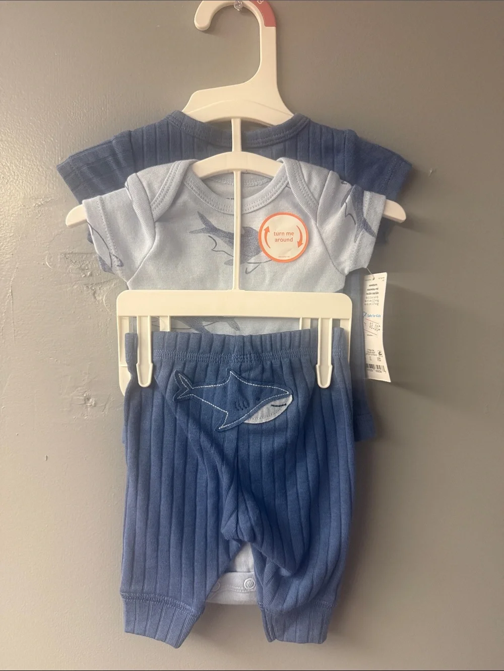 Blue Ribbed Short-Sleeve Baby One-Piece Bodysuit